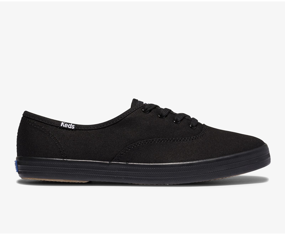 Keds Sneakers Black - Champion Organic Cotton Canvas - Womens MYITUR-102